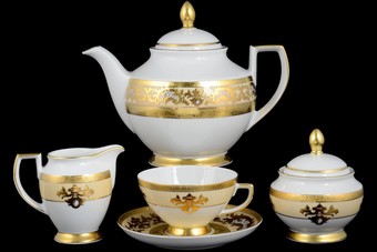 Чайный сервиз на 6 персон Constanza Alena Creme Gold (17 предметов)
