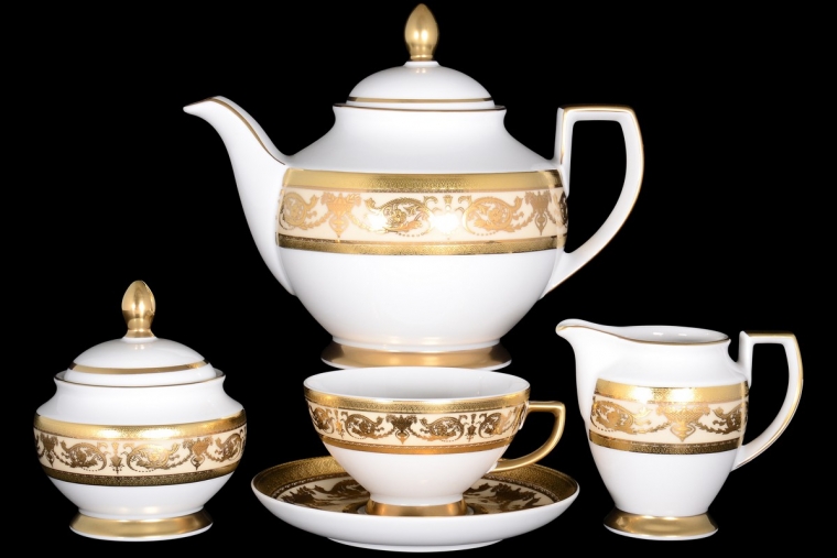 Чайный сервиз на 6 персон Constanza Imperial Creme Gold (17 предметов)