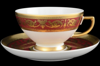Набор чайных пар 220 мл Constanza Imperial Bordeaux Gold (6 пар)