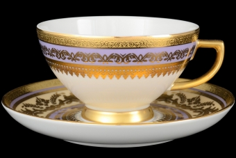 Набор чайных пар 220 мл Constanza Diadem Violet Creme Gold (6 пар)