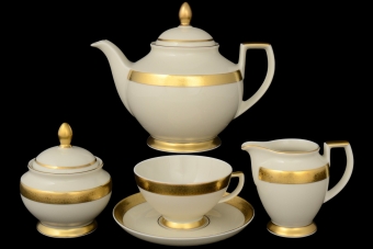 Чайный сервиз на 6 персон Constanza Cream 3064 Gold (17 предметов)
