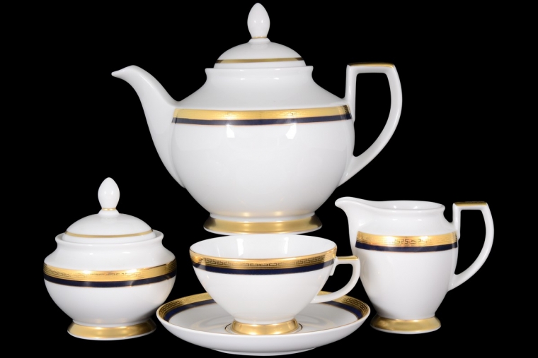 Чайный сервиз на 6 персон Constanza Cobalt 9030 Gold (17 предметов)
