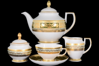 Чайный сервиз на 6 персон Constanza Diadem Green Mint Gold (17 предметов)