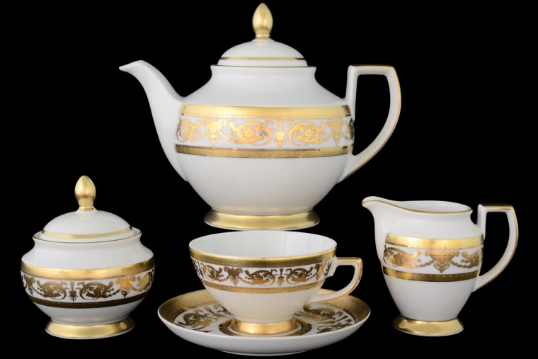 Чайный сервиз на 6 персон Constanza Imperial White Gold (17 предметов)