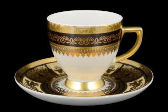 Набор кофейных пар 110 мл Constanza Diadem Black Creme Gold (6 пар)