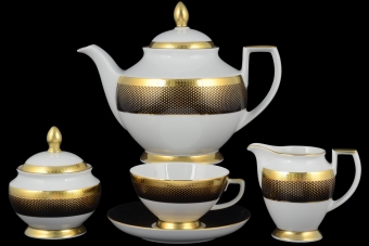 Чайный сервиз на 6 персон Constanza Rio Black Gold (17 предметов)