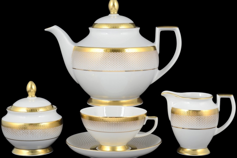Чайный сервиз на 6 персон Constanza Rio White Gold (17 предметов)