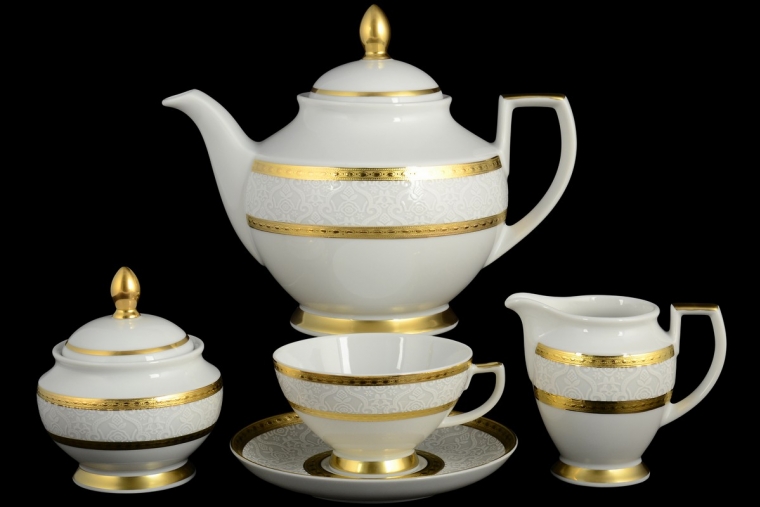 Чайный сервиз на 6 персон Constanza Diamond White Gold (17 предметов)