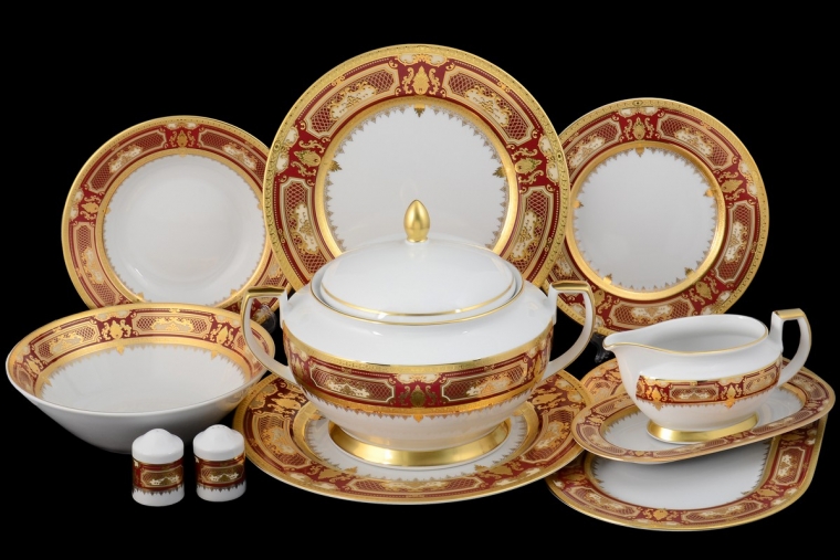 Столовый сервиз на 6 персон Constanza Donna Bordeaux Gold (27 предметов)