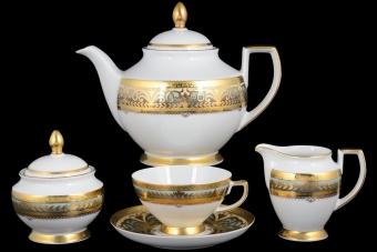 Чайный сервиз на 6 персон Constanza Arabesque Greenshadow Gold (17 предметов)