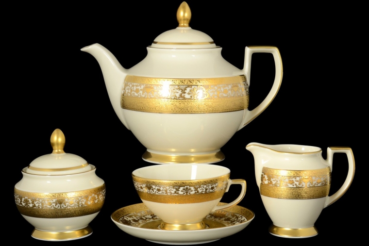 Чайный сервиз на 6 персон Constanza Royal Gold Cream (17 предметов)