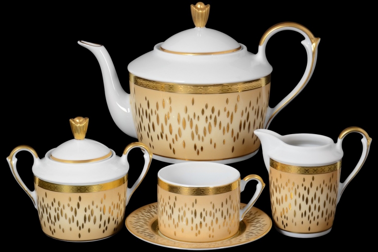 Чайный сервиз на 6 персон Selina Rialto Creme Gold (17 предметов)