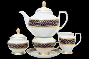 Чайный сервиз на 6 персон Constanza Valencia Cobalt Gold (17 предметов)