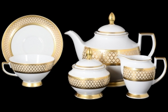 Чайный сервиз на 6 персон Constanza Valencia Creme Gold (17 предметов)