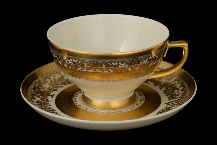 Набор чайных пар 220 мл Constanza Crem Majestic Gold (6 пар)