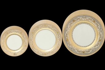 Набор тарелок 18 предметов Constanza Crem Majestic Gold 