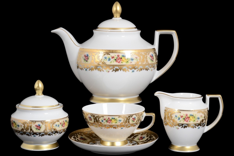 Чайный сервиз на 6 персон Constanza Vienna Creme Gold (17 предметов)