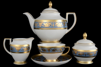 Чайный сервиз на 6 персон Constanza Imperial Blue Gold (17 предметов)