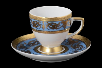 Набор кофейных пар 110 мл Constanza Imperial Blue Gold (6 пар)