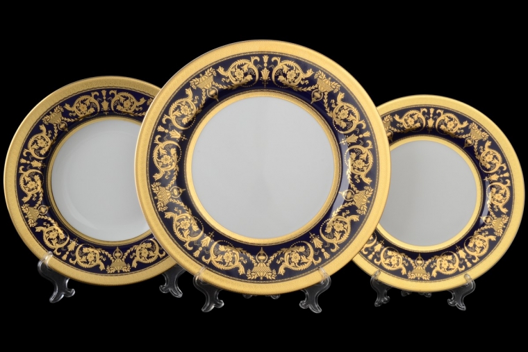 Набор тарелок 18 предметов Constanza Imperial Cobalt Gold 