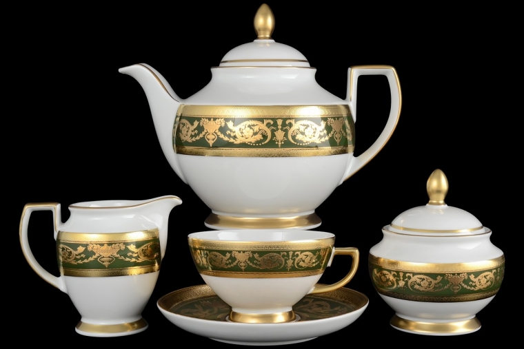 Чайный сервиз на 6 персон Constanza Imperial Green Gold (17 предметов)