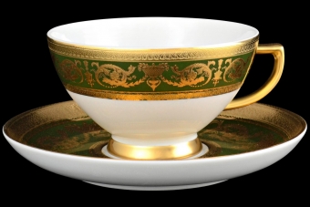 Набор чайных пар 220 мл Constanza Imperial Green Gold (6 пар)