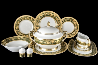 Столовый сервиз на 6 персон Constanza Imperial Green Gold (27 предметов)
