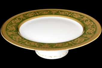 Тарелка для торта 32 см на ножке Constanza Imperial Green Gold
