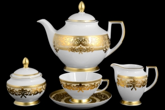 Чайный сервиз на 6 персон Constanza Natalia Creme Gold (17 предметов)