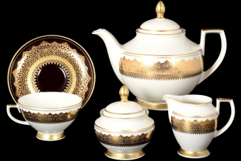 Чайный сервиз на 6 персон Constanza Agadir Brown Gold (17 предметов)