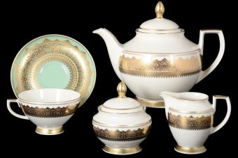 Чайный сервиз на 6 персон Constanza Agadir Seladon Gold (17 предметов)