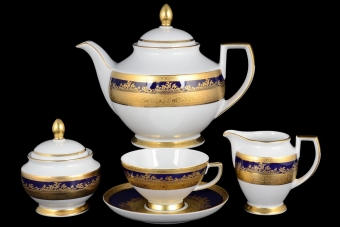 Чайный сервиз на 6 персон Constanza Cobalt 9320 Gold (17 предметов)